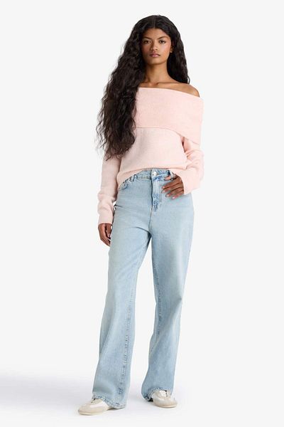 DeFacto Regular Fit Off Shoulder Sweater F3029Ax25Wn