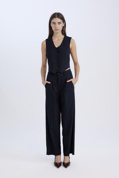 DeFacto V-Neck Striped Buttoned Blazer Vest C2027Ax24Sp