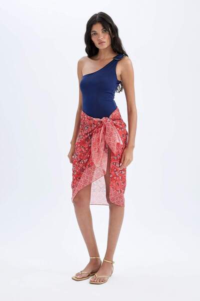 DeFacto Fall in Love Regular Fit gemusterte Voile-Strandbekleidung D2745AXNS