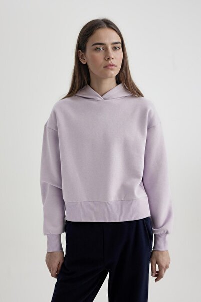 DeFacto Boxy Fit Kapüşonlu Kalın Basic Düz Sweatshirt B8570AX24SP