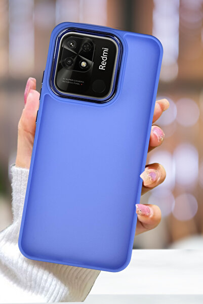 Fibaks Redmi 10A Kılıf Metal Çerçeve Hassas Butonlu Renkli Buzlu Şeffaf Kapak...