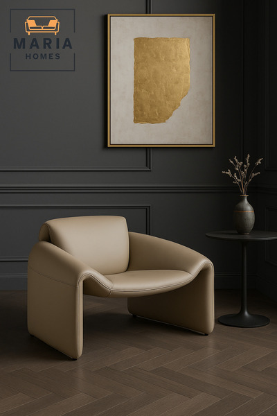 MARIA HOMES كرسي استرخاء عصري باللون البيج - مقعد عصري بسيط لغرفة المعيشة أو ...