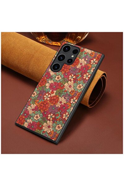 Zebana Samsung Galaxy S25 Ultra Uyumlu Kılıf Vintage Kumaş Kılıf Desen 1