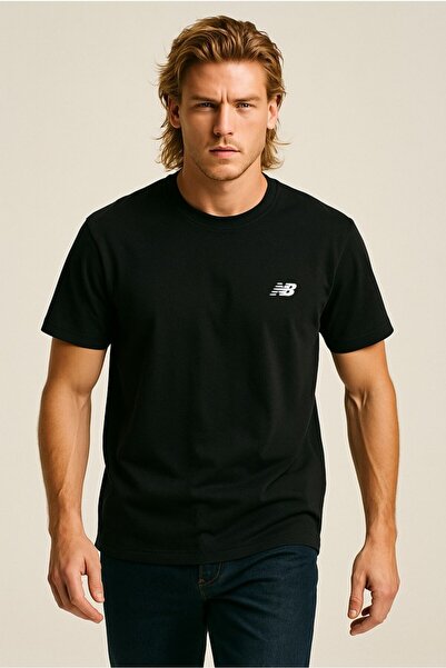 New Balance Mnt1537 Μαύρο ανδρικό μπλουζάκι Classic Basic Logo