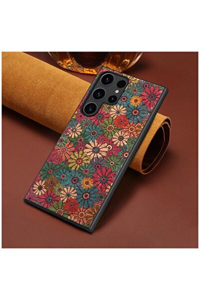 Zebana Samsung Galaxy S25 Ultra Uyumlu Kılıf Vintage Kumaş Kılıf Desen 2