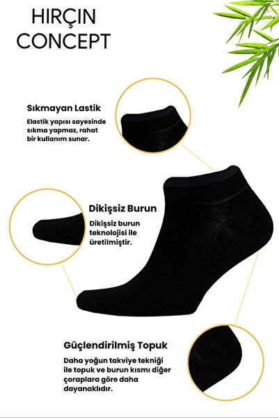 hırçın PLUS 3419 ERKEK BAMBU PATİK ÇORAP "6 ÇİFT"