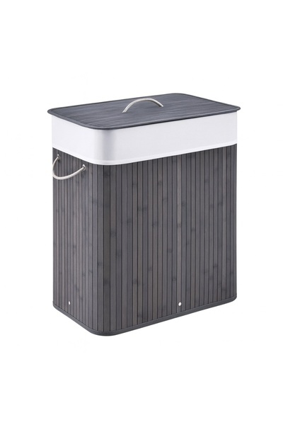 Sever Bambu2 Bölmeli Kirli Çamaşır Sepeti Dikdörtgen