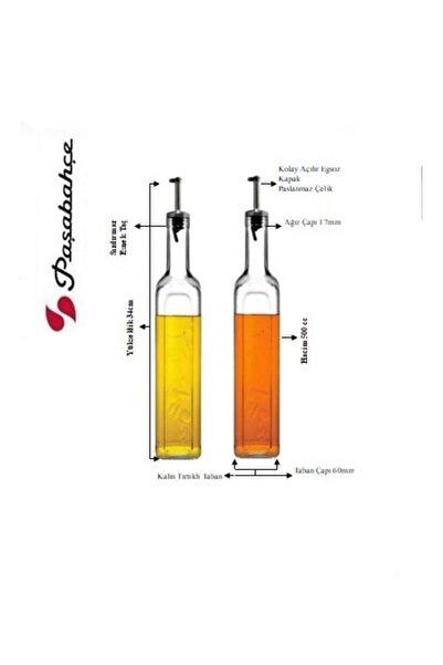 Paşabahçe 80229 Cam Yağlık 2 Li 500ml 500ml Metal Kapak