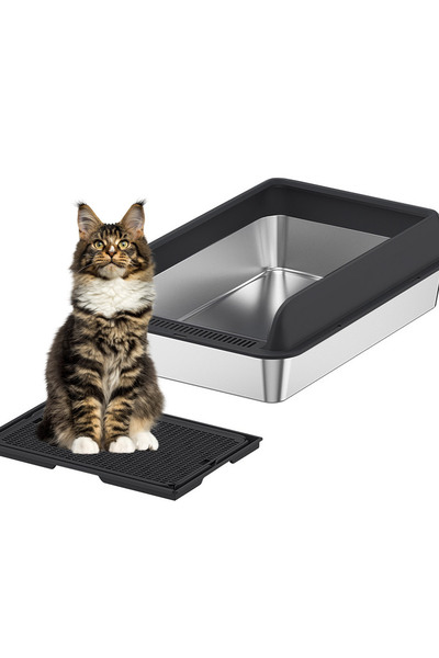 KidLe Large Stainless Steel Cat Litter Box Kitty Litter Box