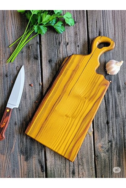 Krb Ahsap لوح تقطيع خشبي مصنوع يدويًا من سلسلة الذهب، لوح تقطيع 40 × 16 سم