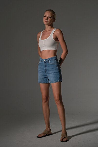 Maule Stretchy Denim Fabric Cotton Elastane 5 Pocket Jeans Mini Women's Jean Shorts