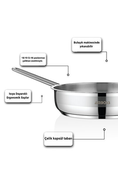 Amboss Ambos Saphire Stainless Steel Steel Pan Without Lid 28X08 cm