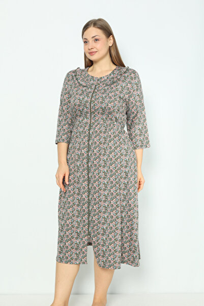 ROMEO LİFE Γυναικείο καλοκαιρινό φόρεμα με φερμουάρ από βαμβακερό ύφασμα μεγάλου μεγέθους 7745-B