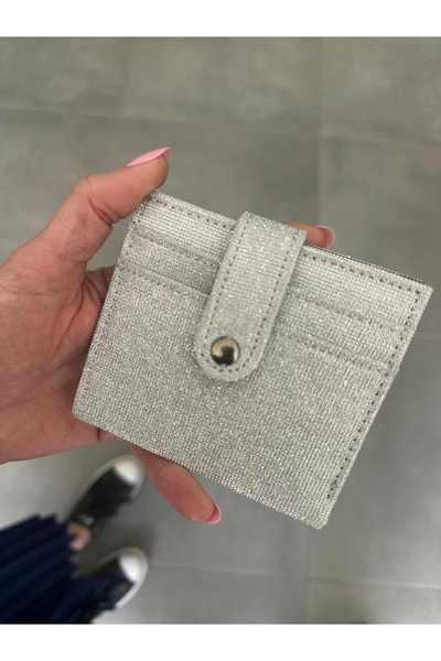 Melos Butik Γυναικείο ασημί πορτοφόλι με θήκη για κάρτες και θήκη για χρήματα