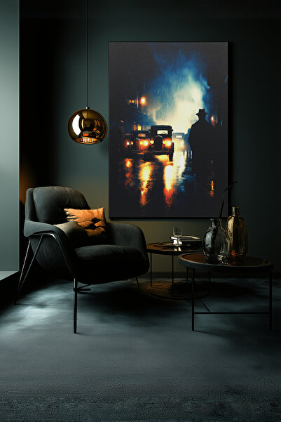 Ahsen resim çerçeve Νυχτερινά φώτα του δρόμου της πόλης Πίνακας σε καμβά Χώρο...