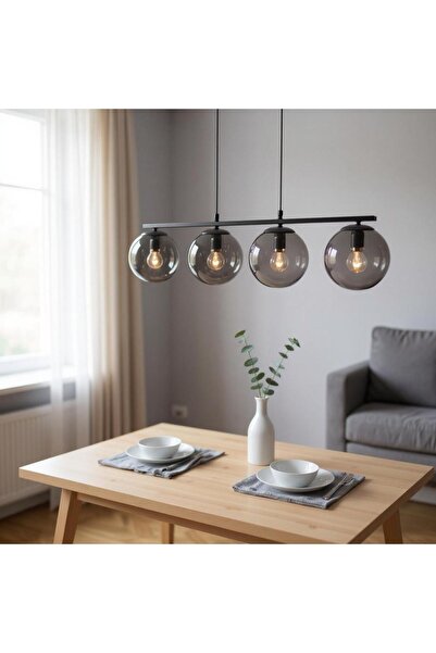 Ömür Avize Romaithal Füme Camlı Modern Tasarım Dörtlü