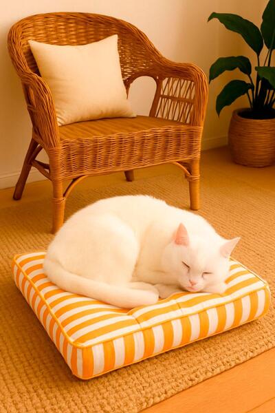 GOCCIA HOME Yer Minderi Bahçe Balkon Dekoratif Çocuk Kitap Okuma Kedi Köpek Yatağı Elyaf Dolgulu 50x50x15 cm