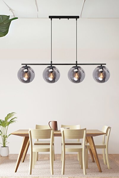 Ömür Avize Romaithal Füme Camlı Modern Tasarım Dörtlü