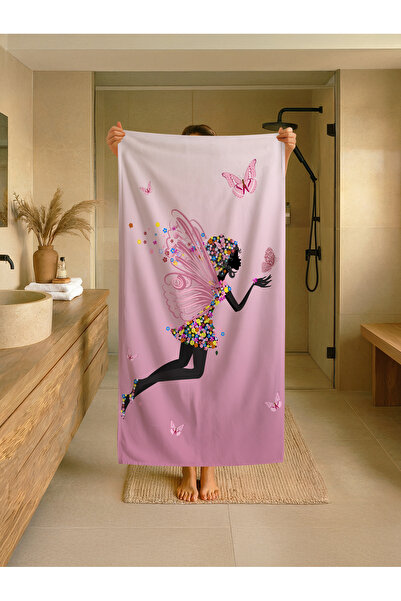 Talia Home Παιδική πετσέτα παραλίας - θάλασσας - πισίνας με σχέδιο ροζ πεταλο...