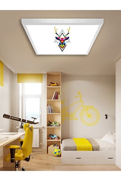 Gökyüzü Panel Çocuk-odası-avize-60x60-54w-led-armatür-genç-odası-avize-desenl...