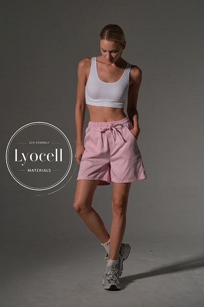 Maule Натуральна бавовняна тканина Lyocell з еластичною ташкою, шнурівкою та кишенями, жіночі міні-шорти