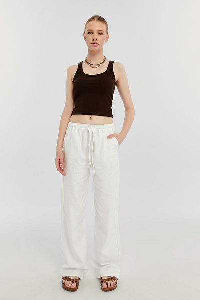 aziso Women's Linen Loose Cut Trousers