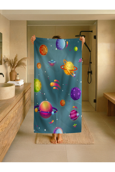 Talia Home Παιδική πετσέτα παραλίας - θάλασσας - πισίνας με σχέδια Planets TL...