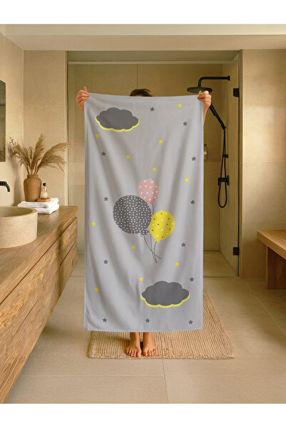 Talia Home Παιδική πετσέτα παραλίας - θάλασσας - πισίνας με γκρι σχέδιο με μπ...