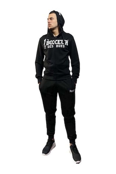 Boxeur Des Rues Men's Tracksuit, Boxeur des Rues, Classic Cotton, Black/White, S INTL