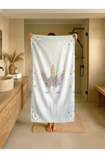 Talia Home Prosop de plajă pentru copii cu model de unicorn alb - prosop pent...