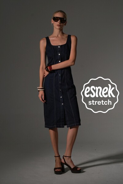 Maule Γυναικείο φόρεμα Midi με εύκαμπτο βαμβακερό λουράκι @Pony