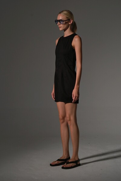 Maule Μίνι γυναικείο φόρεμα με φερμουάρ από φυσικό βαμβακερό ύφασμα Lyocell @Tenesso