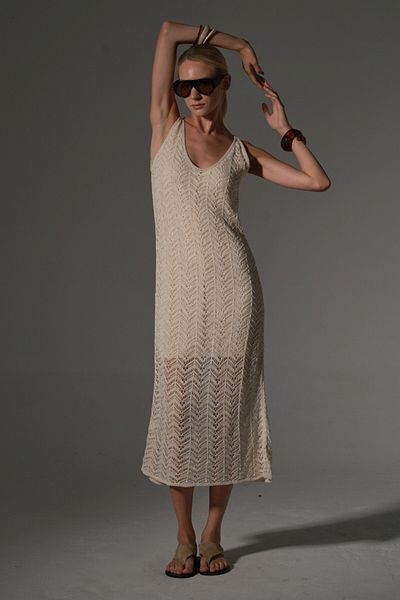 Domoda Half Lined Strap Openwork Summer Knitwear Women's Dress @Kajun