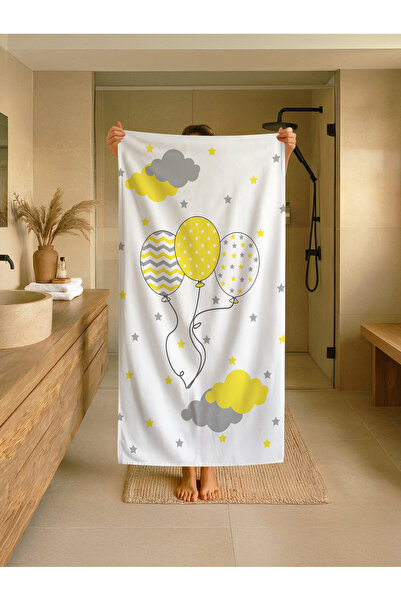 Talia Home Παιδική πετσέτα παραλίας - θάλασσας - πισίνας με κίτρινα μπαλόνια ...
