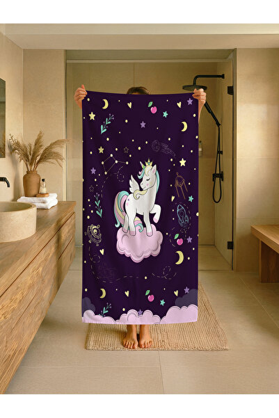 Talia Home Μωβ Παιδική πετσέτα παραλίας - θάλασσας - πισίνας με σχέδιο μονόκε...