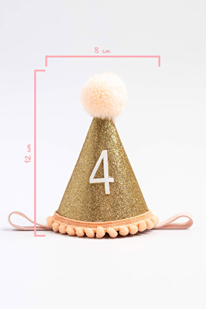 Le Mabelle Salmon 4 Year Old Pompom Funnel Birthday Crown