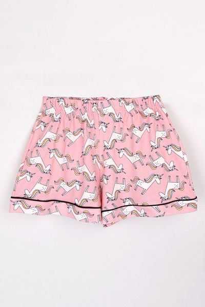 Le Mabelle Light Pink Unicorn Combed Cotton Women Pajama Set