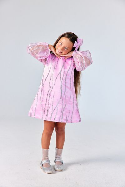 Le Mabelle Pink Glitter Detailed Girl's Dress - Corrine