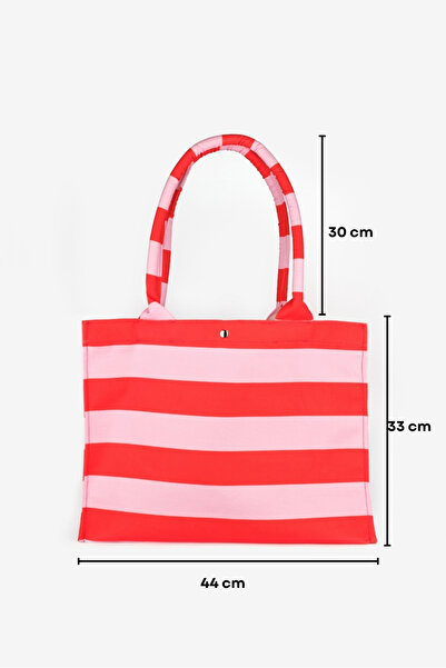 Le Mabelle Γυναικεία τσάντα παραλίας με ροζ ρίγες