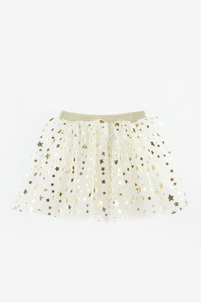 Le Mabelle White Star Printed Girl's Tulle Skirt - Pauline