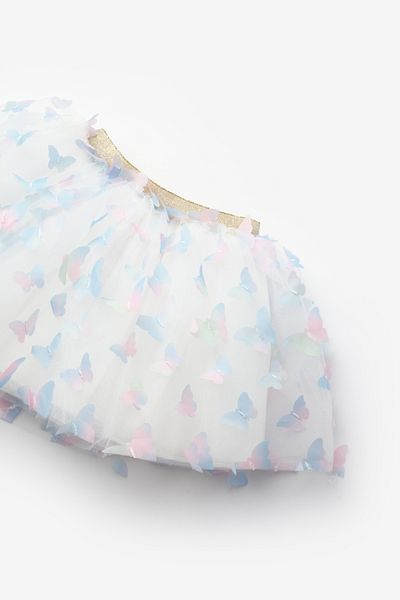 Le Mabelle Blue Butterfly Appliqued Girl's Tulle Skirt - Pauline