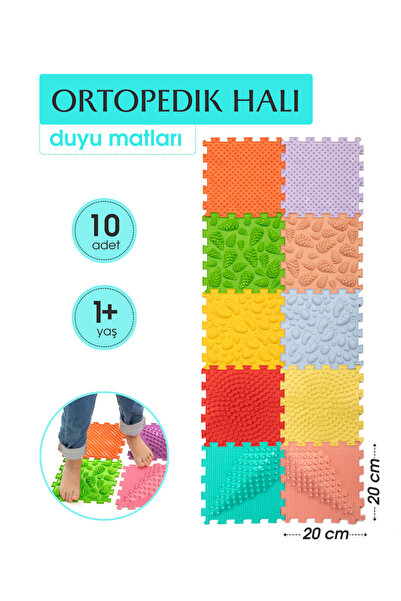 Ortohalı 10 Modüllü Ortopedik Halı Çocuk Duyu Matları Puzzle Çocuk Masaj Halıları Oh104