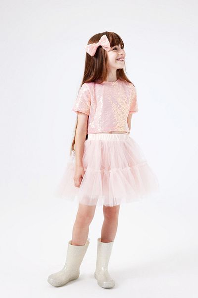 Le Mabelle Freya Double Set - Salmon Tulle Skirt and Sequin Detail