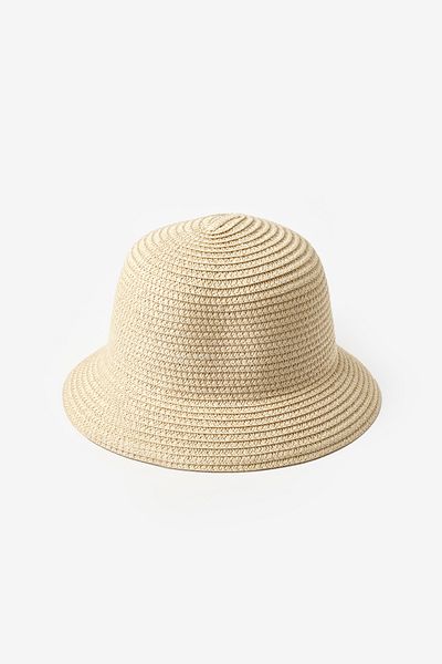 Le Mabelle Girl's Straw Bucket Hat with Powder Bow Detail