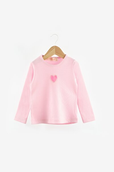 Le Mabelle Pembe  Kalp Nakışlı Fitilli Kız Çocuk Tişört