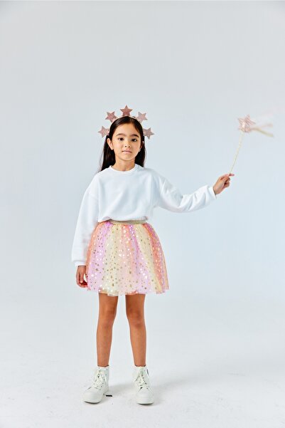 Le Mabelle Sarı  Yıldız Baskılı Kız Çocuk Tül Etek - Pauline