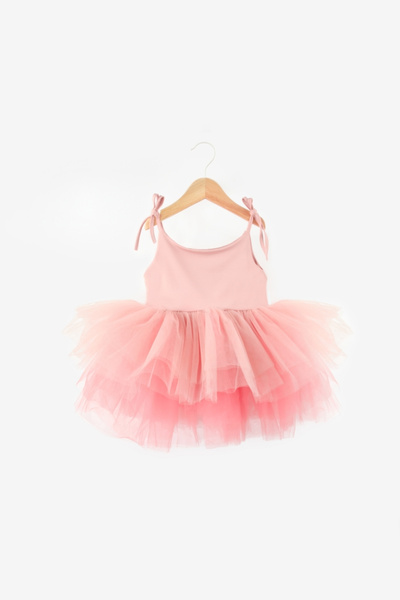Le Mabelle Rochie de balerină pentru fetiță cu fustă tutu pudră și bretele - Jade
