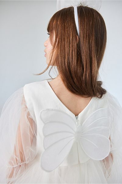 Le Mabelle Ecru Butterfly Winged Girl's Dress - Kate