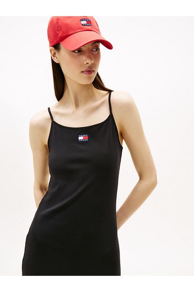 Tommy Hilfiger Midi šaty s ramínky a žebrováním TJW