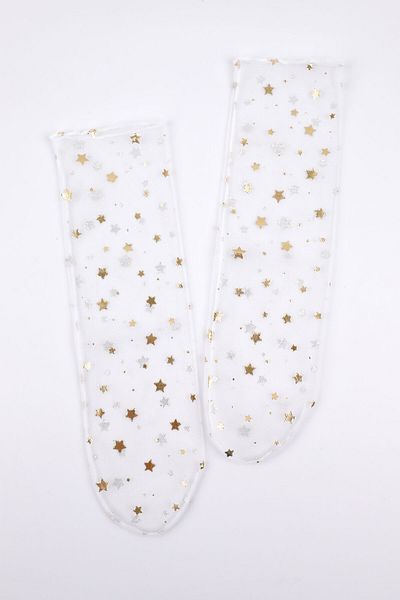 Le Mabelle White Tulle Socks for Girls - Little Star Detailed